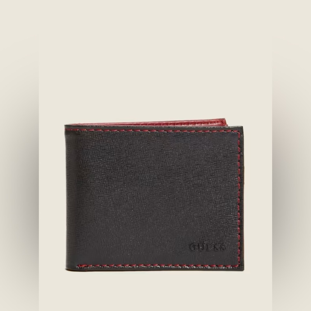 Guess Contrast Stitch Slimfold Wallet For Men